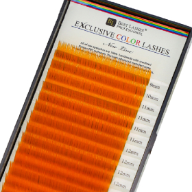 Oranžové řasy mix délek C, 0,20 X 9-14 mm - 16 řad